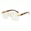 Frameless Wood Grain Leg Sunglasses UV Proof Sunglasses Square Silicone Nose Care Sunglasses (Gold Frame Transparent Flakes) view 1