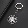 UNIFT Metatron's Cube Keychain For Women Men Stainless Steel Sacred Geometry Hexagram Round Spiritual Keychain Amulet Jewelry (sliver 2) view 4