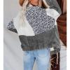 JEsilunmaMY Women's Patchwork Corduroy Jacket Lapel Button Down Camo Printed Shirts Casual Loose Fall Cardigan Shacket Coats (Grey,X-Large) view 2