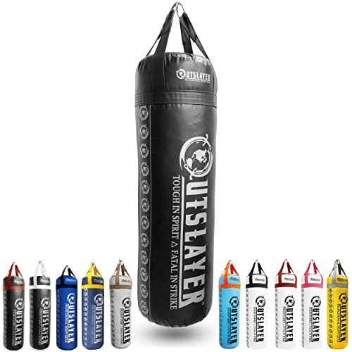 Outslayer 80 Pound Filled Punching Bag Boxing and MMA Made in USA (Black) - with D-Ring