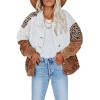 JEsilunmaMY Women's Patchwork Corduroy Jacket Lapel Button Down Camo Printed Shirts Casual Loose Fall Cardigan Shacket Coats (Brown2,X-Large) view 1