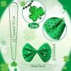 10 Pcs St Patrick's Day Costume Set Shamrock Hat with Faux Mustache St. Patrick Vest Sequin Bow Tie Beaded Shamrock Necklaces Bracelets Shamrock Shaped Glasses for Irish Party Decor (Large) view 3