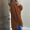 Fall Shirt Jacket for Women Long Sleeve Button Down Cardigan Shacket Coats Solid Color Loose Oversized Outwear (Caramel,3X-Large) view 2