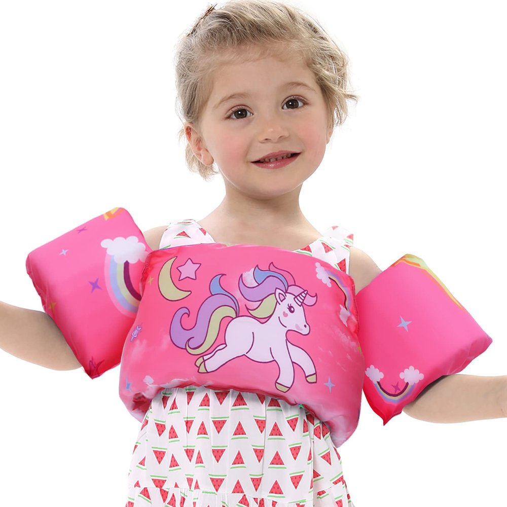 Onory Toddler Swim Vest Kids Adjustable Strap Swimming Jacket Pool Floaties Learn Swimming Training, Cute Cartoon Swim Training Equipment Swim Aid for 20-50 lbs Boys and Girls