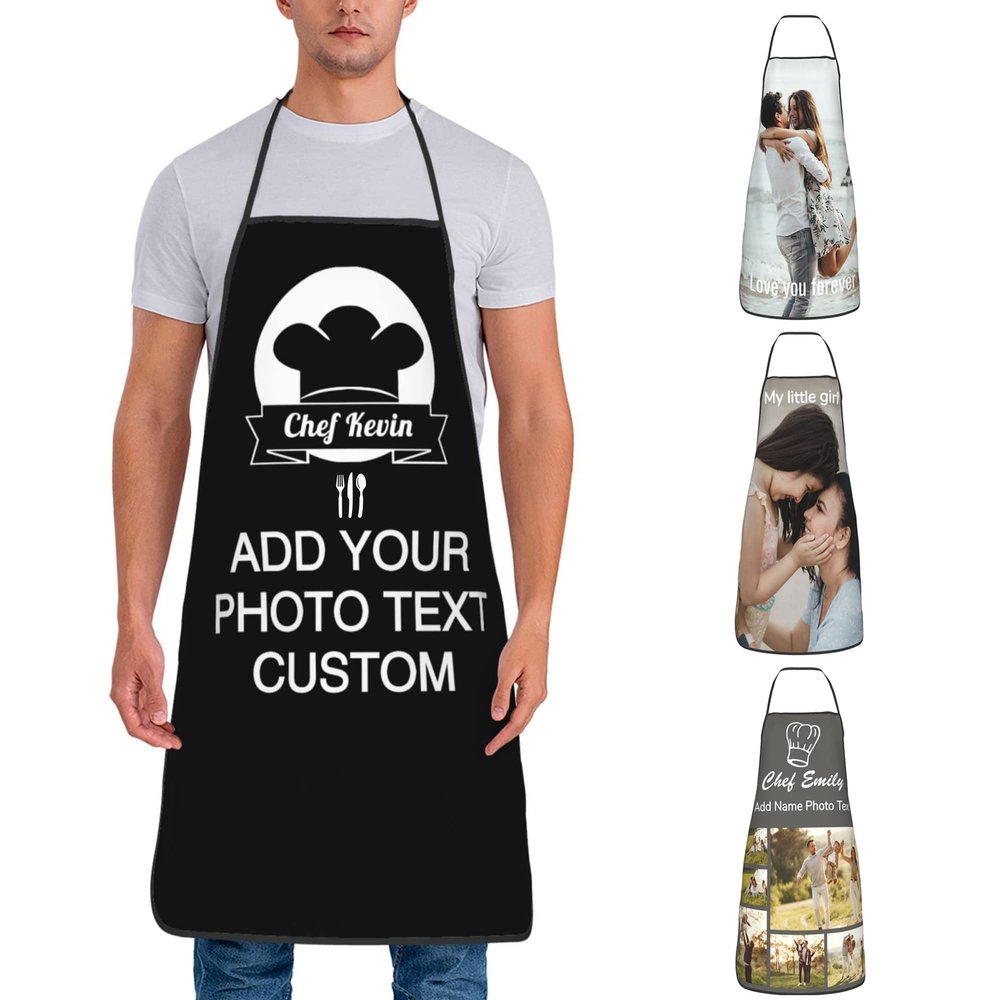 AXKEUDO Custom Apron for Adults Personalized Aprons Customize Name Text Logo Image Photo Cook Chef Apron Maroon