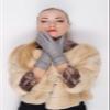 Light Gray Women Leather Gloves, Sheepskin Gloves Female, Women's Winter Mittens,Real Leather Gloves Women Black 7.5 view 3