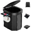 PAHTTO Portable Foldable Toilet for Adults with Detachable Phone Shelf and Paper Holder, Waterproof Porta Potty with Lid for Camping, Hiking, Long Road Trips, Car, Black view 1