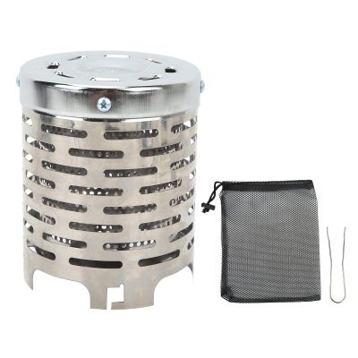 Camping Tent Heating Cover, Stainless Steel Mini Heater Cover Portable Camping Heater Stove Cover with Handle & Mesh Bag Outdoor Warming Stove Cover for Picnic, Hiking, Traveling