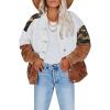 JEsilunmaMY Women's Patchwork Corduroy Jacket Lapel Button Down Camo Printed Shirts Casual Loose Fall Cardigan Shacket Coats (Brown1,3X-Large) view 1