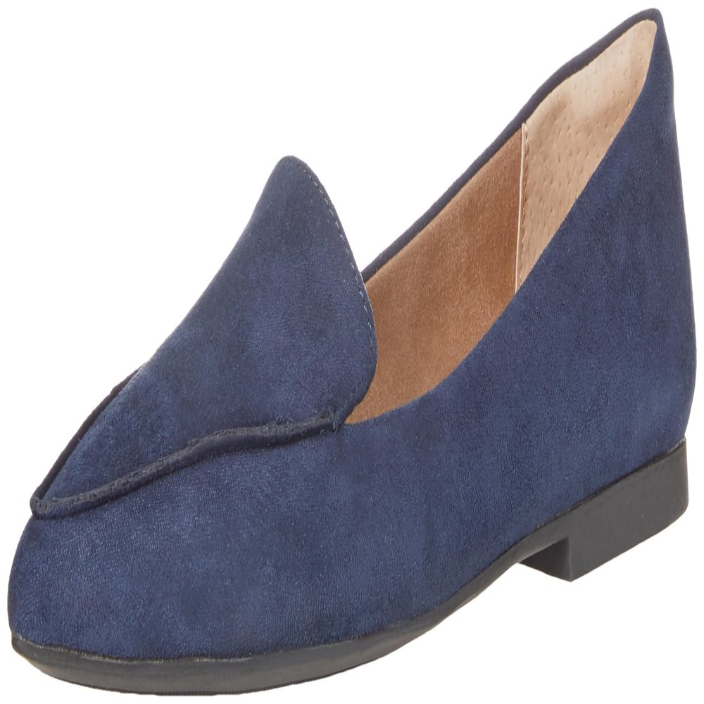 Amazon Essentials Women's Loafer Flat, Navy Microsuede, 7 Wide