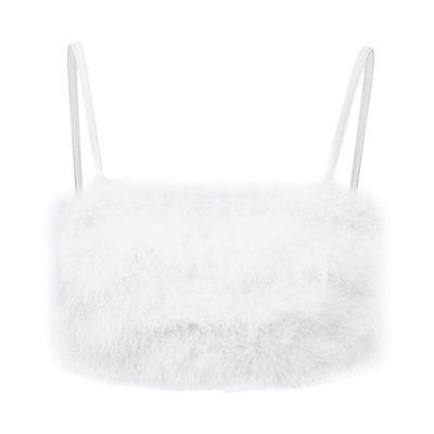 1pc White Underbust Camisoles Sports Tops Faux Fur Night The Shoulder White Vest Fuzzy Camisole Vests for Women Hairy Women's Petticoat