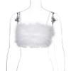 1pc White Underbust Camisoles Sports Tops Faux Fur Night The Shoulder White Vest Fuzzy Camisole Vests for Women Hairy Women's Petticoat view 2