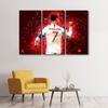 3 Pcs Paintings Canvas Wall Art Cristiano Ronaldo Art Prints Soccer Star Paintings for Wall Decorations Modern Artwork Wall Hanging Living Room Wall Decor Stretched and Framed Ready to Hang 42x28 in view 2
