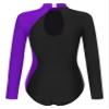 YONGHS Women's Long Sleeve Ballet Dance Gymnastics Leotard Glitter Rhinestone Color Block Athletic Bodysuit Jumpsuit Purple Medium view 4