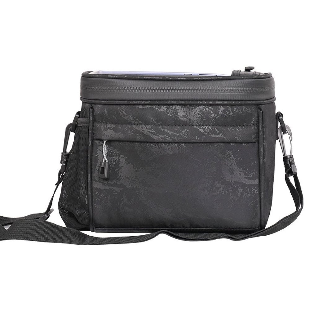BUDAOWEN Bike Handlebar Bag,Capacity 4.2L Waterproof Bike Handlebar Front Frame Storage Bag with Waterproof Touch Screen Removable Shoulder Strap for Cycling Outdoor Activity,Black,One Size
