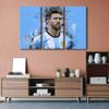 Canvas Wall Art for Living Room Messi Portrait Canvas Art Prints World Cup Soccer Abstract Paintings Canvas Art 3 Panels, Modern Artwork Wall Hanging Wooden Framed Decorations for Home 36x24 in view 2