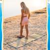 Qunclay 4 Packs Straw Beach Mat Waterproof Non Slip Straw Mat Foldable Lightweight Picnic Mat with Trim for Camping Sunbathing Picnic Floor Yoga(Blue, 70 x 24 Inch) view 3