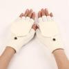 SCAPH Winter Knit Convertible Fingerless Gloves Wool Gloves Thermal Gloves Unisex Women Mittens (Color : White-1, Size : Medium) view 4