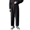 DGHM-JLMY Men's Trend Loose Straight Wide Leg Leisure Suit Pants Business Wedding Suit Pants Lightweight Casual Pants (Black,Small) view 1