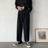 DGHM-JLMY Men's Trend Loose Straight Wide Leg Leisure Suit Pants Business Wedding Suit Pants Lightweight Casual Pants (Black,Small) view 3