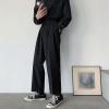 DGHM-JLMY Men's Trend Loose Straight Wide Leg Leisure Suit Pants Business Wedding Suit Pants Lightweight Casual Pants (Black,Small) view 4