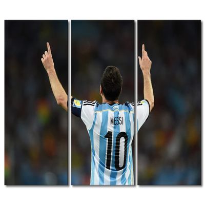 3 Piece Wall Art Bedroom Lionel Messi Wall Painting Soccer Star Prints for Wall Decor Contemporary Artwork Wall Hanging Art Painting Posters with Wooden Frame Boys Room Decor Ready to Hang-40"Wx60"H