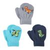 Century Star Toddler Mittens & Gloves - Magic Stretch Knitted Soft Baby Mittens 3 Pairs Dinosaur (Dark Grey, Light Grey & Sky Blue) 1-3 Years view 1