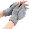 SCAPH Winter Knit Convertible Fingerless Gloves Wool Gloves Thermal Gloves Unisex Women Mittens (Color : Gy1-1, Size : Large) view 1