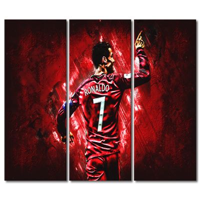 3 Panels Wall Art Bedroom Wall Decor Ronaldo Canvas Prints Bathroom Artwork for Wall Framed Art Wall Decor Home Decorations for Living Room CR7 Paintings Canvas Wall Art Ready to Hang 60x40 in