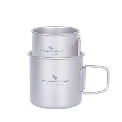 Boundless Voyage Titanium Camping Cup Mug Open Fire Ultralight Camping Picnic Water Wine Coffee Cup 120ml and 180ml Teacups without Lid Ti3053D