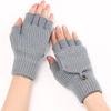 SCAPH Winter Knit Convertible Fingerless Gloves Wool Gloves Thermal Gloves Unisex Women Mittens (Color : Gy1-1, Size : X-Large) view 3