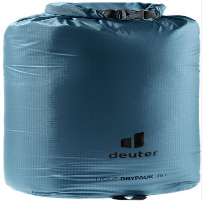 Deuter Light Drypack 15, Water-Resistant 15-Liter Ripstop Roll-Top Dry Pack Sack Keeps Gear Dry for Hiking, Trekking, Camping & Kayaking - Atlantic