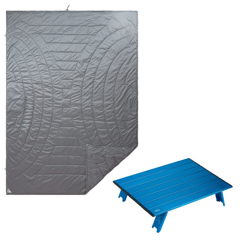 iClimb 1 Mini Folding Table and 1 3M Thinsulate Insulation Warm Camping Blanket Bundle, Ultralight Compact for Adults Outdoor Backpacking Camping Hiking Beach Concert Motorcycling Travelling