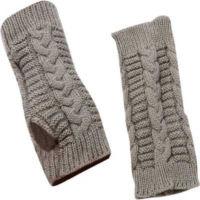 SCAPH Winter Knit Convertible Fingerless Gloves Wool Gloves Thermal Gloves Unisex Women Mittens (Color : Grey-4, Size : X-Large)
