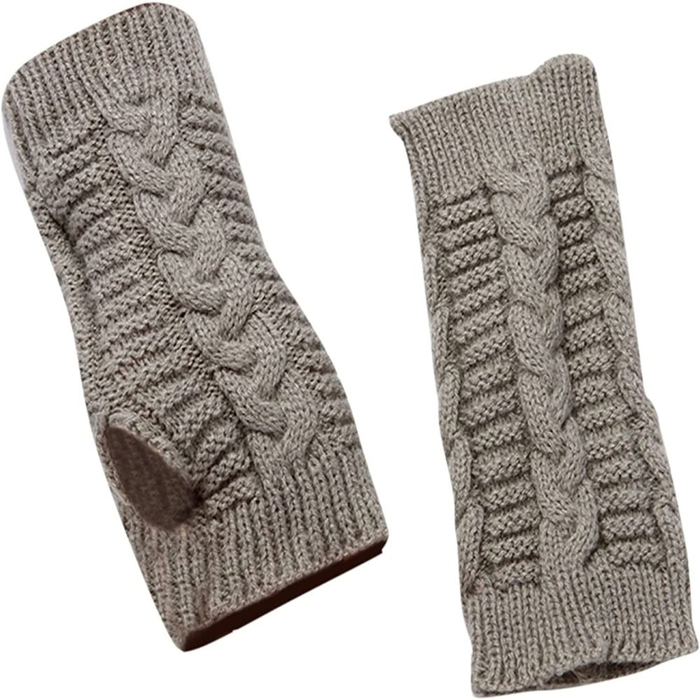 SCAPH Winter Knit Convertible Fingerless Gloves Wool Gloves Thermal Gloves Unisex Women Mittens (Color : Grey-4, Size : X-Large)