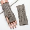 SCAPH Winter Knit Convertible Fingerless Gloves Wool Gloves Thermal Gloves Unisex Women Mittens (Color : Grey-4, Size : X-Large) view 2