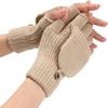 SCAPH Winter Knit Convertible Fingerless Gloves Wool Gloves Thermal Gloves Unisex Women Mittens (Color : Beige-1, Size : Large) view 1