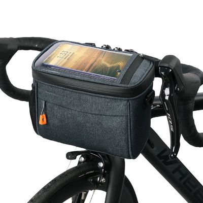 BUDAOWEN Bike Handlebar Bag,Capacity 4.2L Waterproof Bike Handlebar Front Frame Storage Bag with Waterproof Touch Screen Removable Shoulder Strap for Cycling Outdoor Activity,Dark green,One Size
