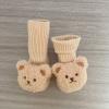 BULINGNA Cute Unisex Baby Socks - Cartoon Bear Pattern, Spring/Fall/Winter Anti Slip Long Knitting Socks, 0-12 Months (Light Khaki, 0-6 Months) view 2