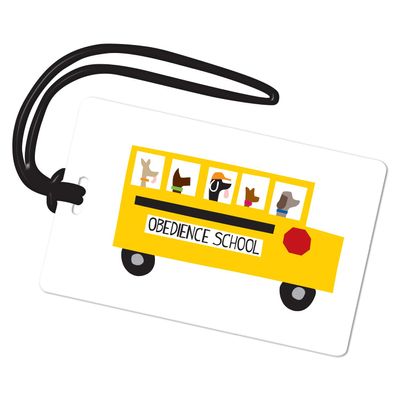 R. Nichols Obedience School Luggage Tag - Sturdy Waterproof Plastic Travel Labels for Baggage, Suitcases, Backpacks, and Diaper Bags, 2.5 Inch x 4 Inch Tag with Black Loop Attachments