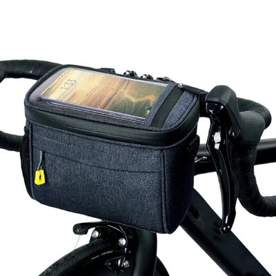 BUDAOWEN Bike Handlebar Bag,Capacity 4.2L Waterproof Bike Handlebar Front Frame Storage Bag with Waterproof Touch Screen Removable Shoulder Strap for Cycling Outdoor Activity,Blue,One Size