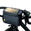 BUDAOWEN Bike Handlebar Bag,Capacity 4.2L Waterproof Bike Handlebar Front Frame Storage Bag with Waterproof Touch Screen Removable Shoulder Strap for Cycling Outdoor Activity,Blue,One Size view 1