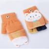Cartoon Convertible Flip Top Gloves Toddler Kids Winter Wool Knit Fingerless Gloves with Mitten Cover for Girls Boys 2-15 Yrs (Pink Cat Kitten, For Girls boys 4-12 Years) view 3