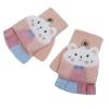 Cartoon Convertible Flip Top Gloves Toddler Kids Winter Wool Knit Fingerless Gloves with Mitten Cover for Girls Boys 2-15 Yrs (Pink Cat Kitten, For Girls boys 4-12 Years) view 4