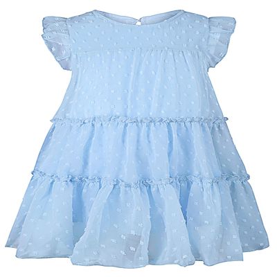 AGQT Toddler Girls Ruffle Dress Loose Fit Swiss Dots Flowy Pleated Dress Summer Babydoll Birthday Chiffon Dress Easter Dresses Ligh Blue Size 2-3T