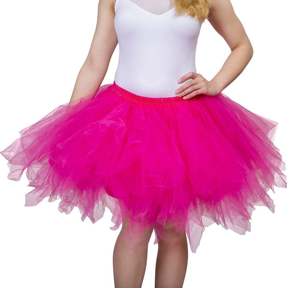 Dancina Plus Size Adult Tutu Tulle Skirt for Women, Fuchsia 20-26W