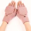 SCAPH Winter Knit Convertible Fingerless Gloves Wool Gloves Thermal Gloves Unisex Women Mittens (Color : Pink-1, Size : X-Large) view 3