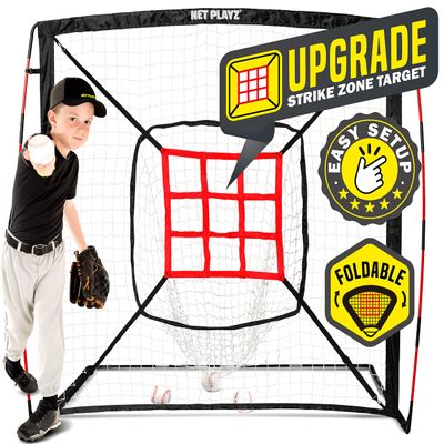 Baseball Net - 9 Strike Zone Pitching Net Hitting Net Batting Practice Net, Baseball Gifts for Kids Children Teens & Youth | Training Aids Equipment (Portable & Quick-Fold) 5x5ft