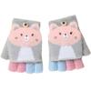 Cartoon Convertible Flip Top Gloves Toddler Kids Winter Wool Knit Fingerless Gloves with Mitten Cover for Girls Boys 2-6 Yrs view 1