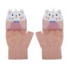 Cartoon Convertible Flip Top Gloves Toddler Kids Winter Wool Knit Fingerless Gloves with Mitten Cover for Girls Boys 2-6 Yrs view 4